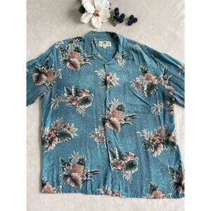 Island Shores Hawaiian Floral Shirt  XL Tropical Pineapple Vintage Style Y2K